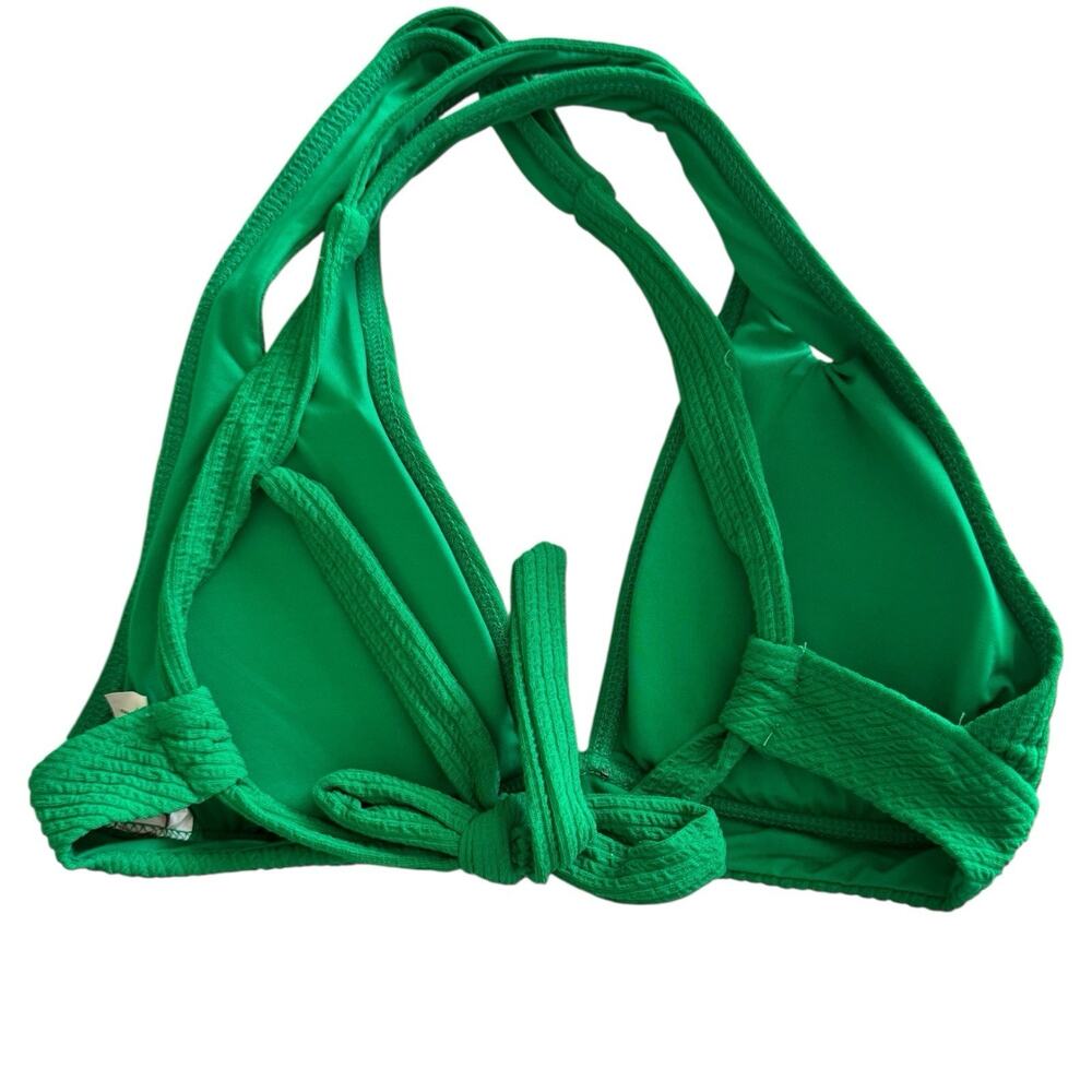 NWT Becca Green Pucker Up Tear Drop Bikini Top Ribbed Swimwear Medium - Picture 3 of 6